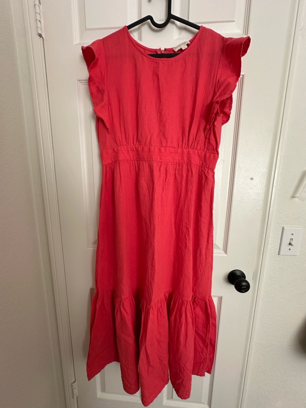 Cynthia Rowley Bright Red Tiered Ruffle-Shoulder Dress Size L